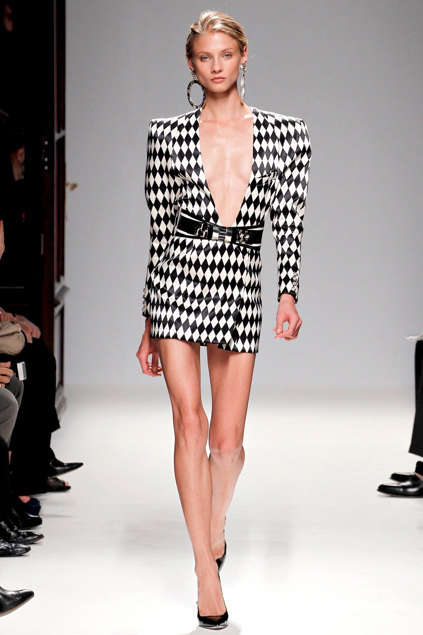 black and white printed mini-dress