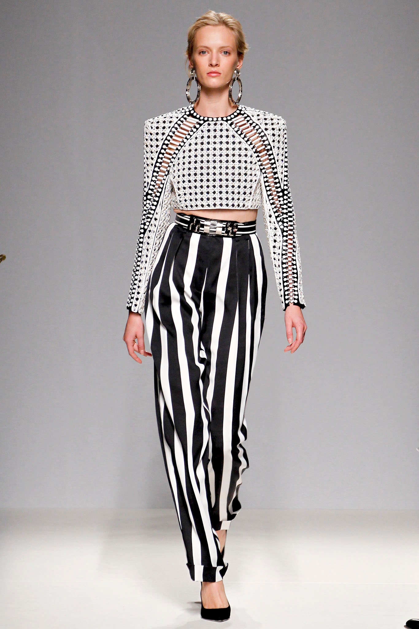 black and white striped top and pants