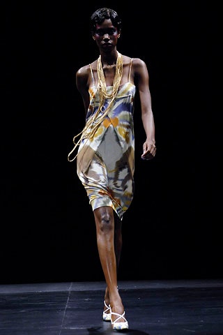 multi-colored silk sleeveless dress