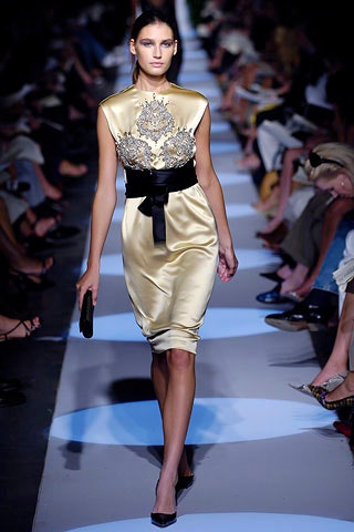 fitted gold silk embroidered dress