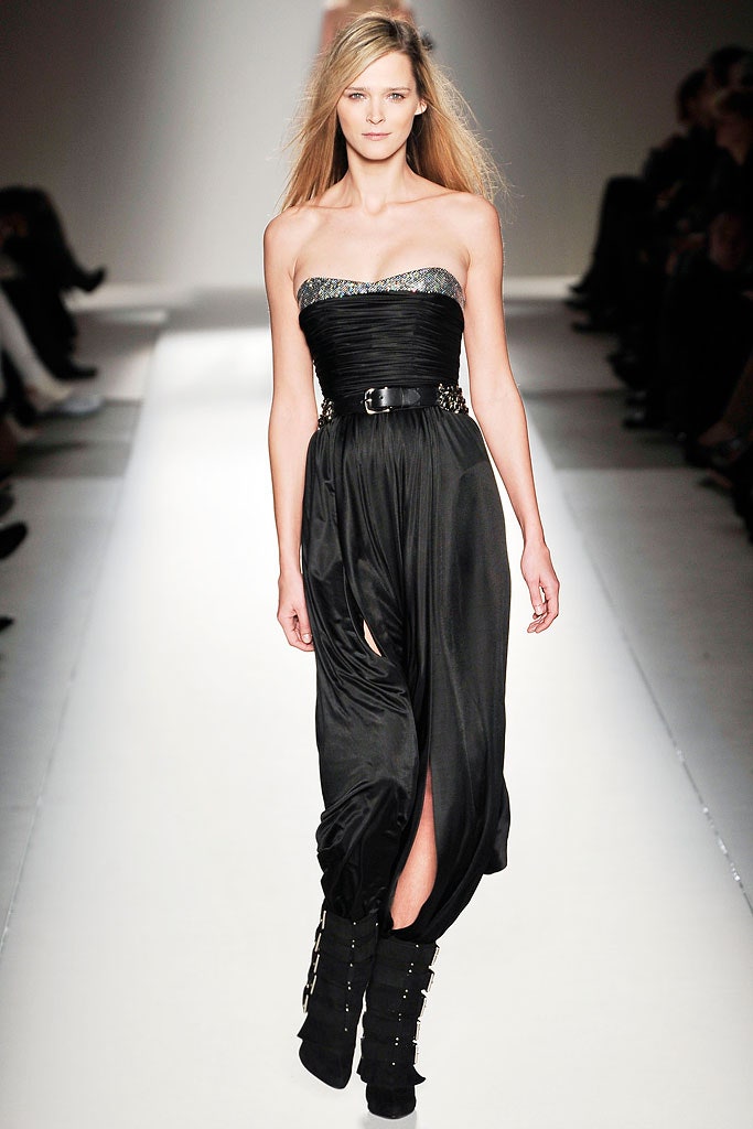 black silk strapless gown