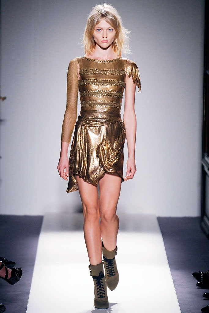 gold metallic sleeveless asymmetric fitted draped shiny dress