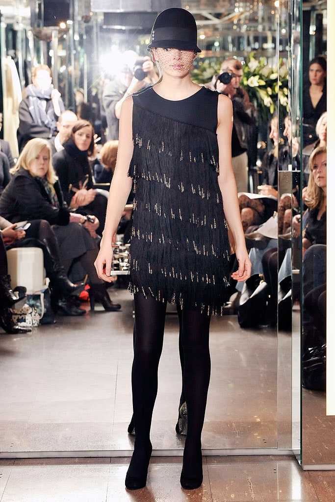 black fringed sleeveless dress