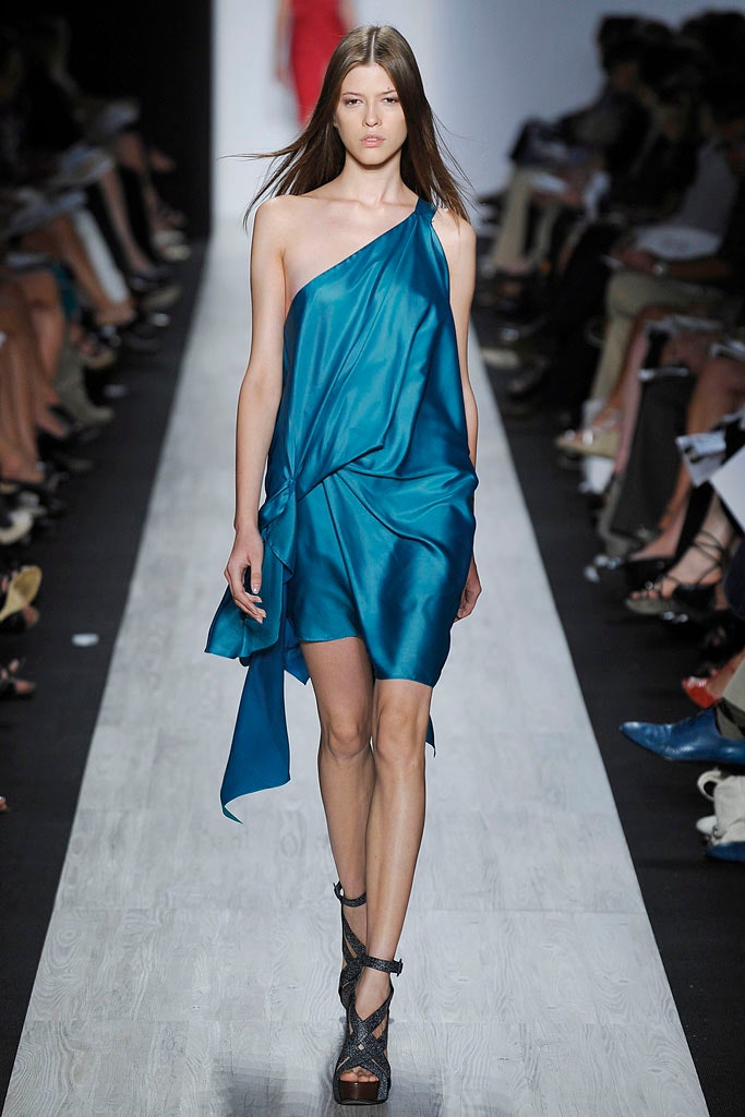 blue silk asymmetric dress