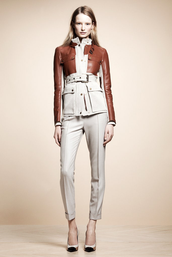 belted two-tone leather jacket