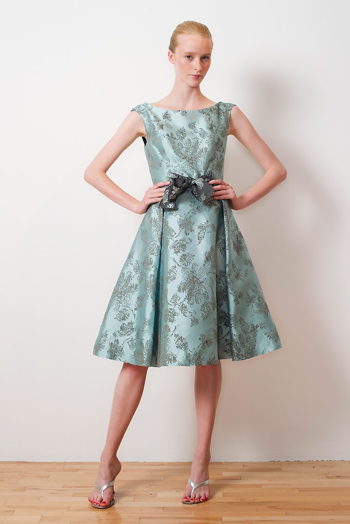 blue silk embroidered dress