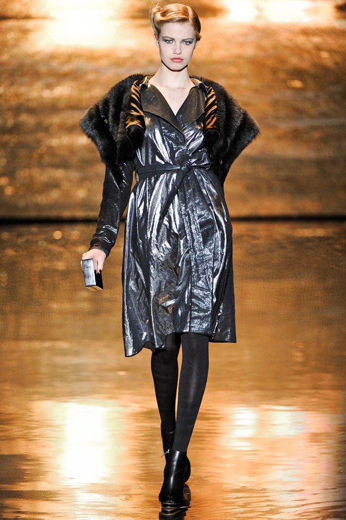 black vinyl long-sleeve v-neck fitted zippered layered dress
