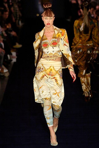 fitted multi-colored silk jacket and top