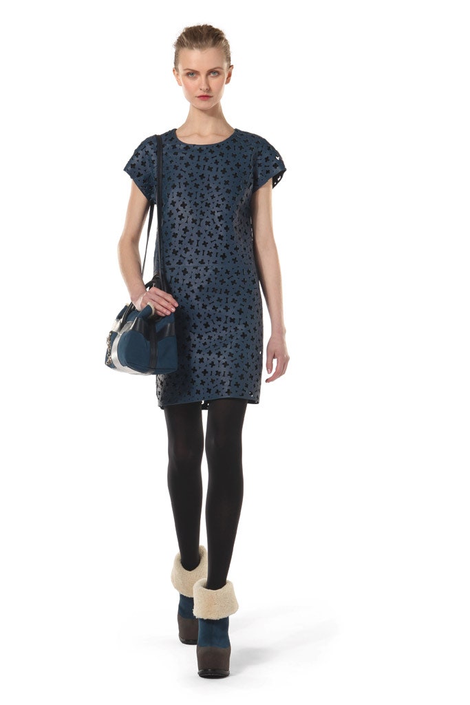 blue lace short-sleeve collared fitted embroidered short dress