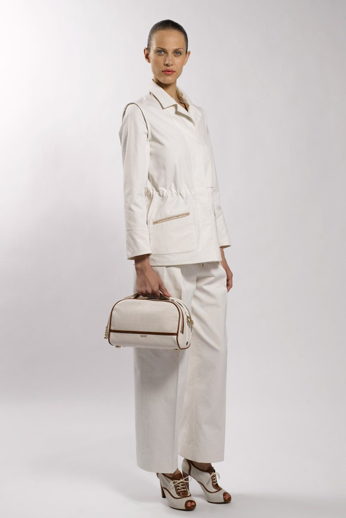 white fitted jacket with wide-leg pants