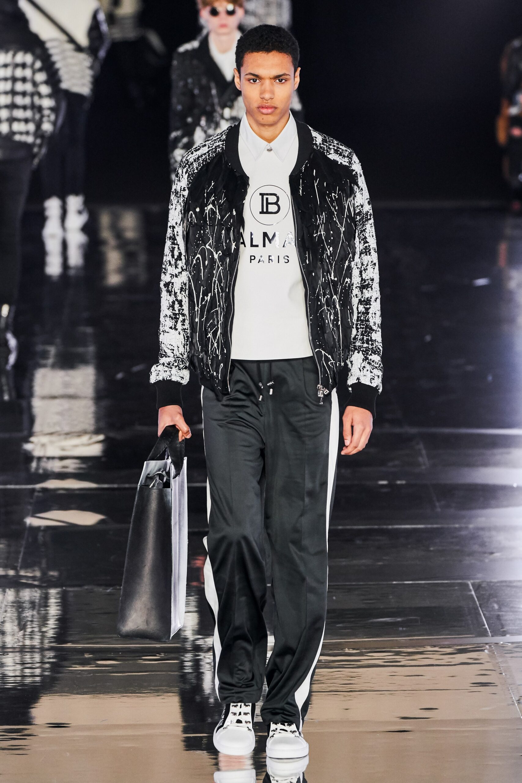 black and white fitted jacket
