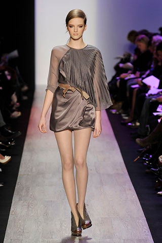 gray silk pleated mini dress