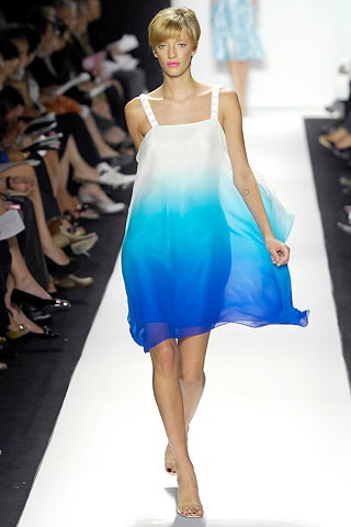 blue and white flowing dress
