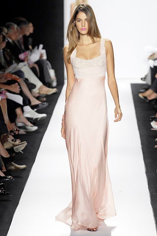 fitted pink silk gown