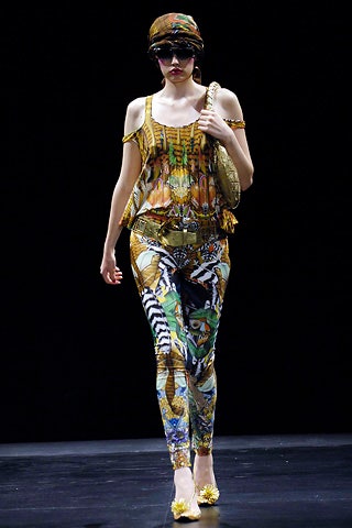 multi-colored sleeveless top and leggings