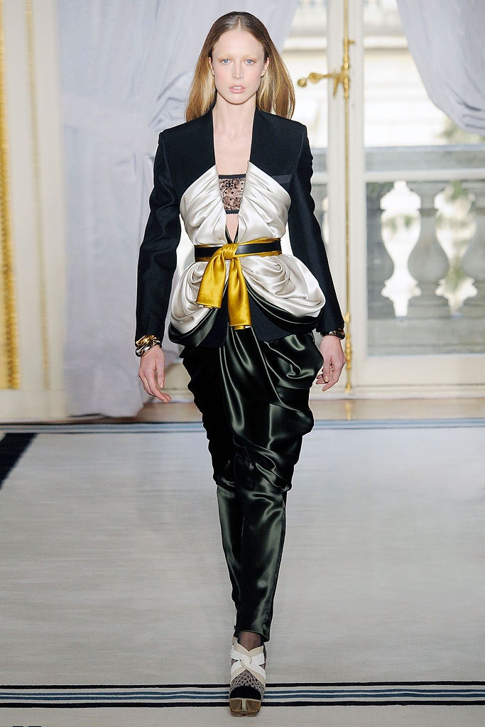 black silk fitted ruched skirt