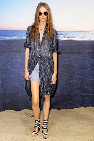 blue chiffon long-sleeve collared relaxed buttoned layered dress