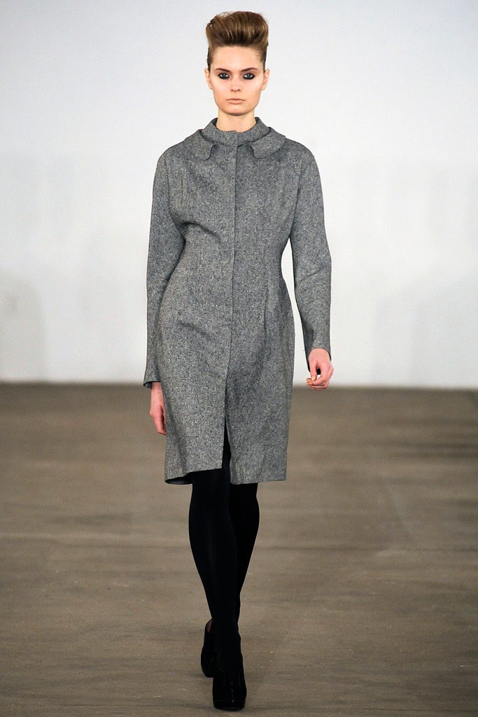gray wool high-neck coat