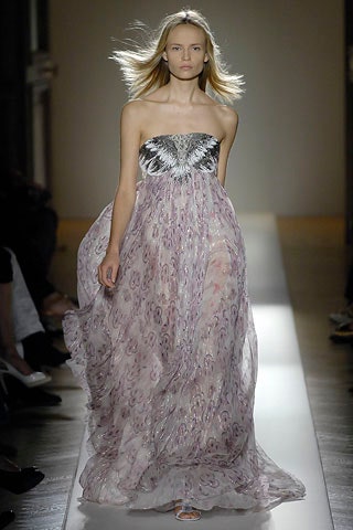 pink purple embroidered strapless gown