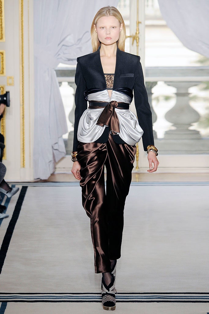 brown silk fitted flared pants