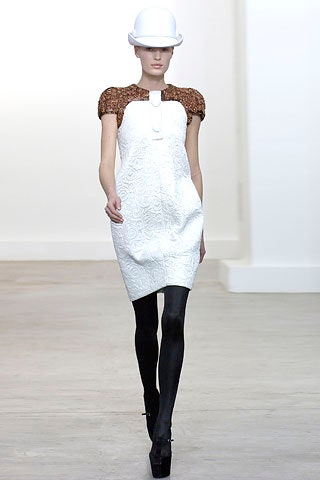white fitted embroidered dress with hat