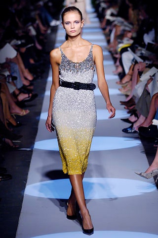 gray and yellow sequined midi dress