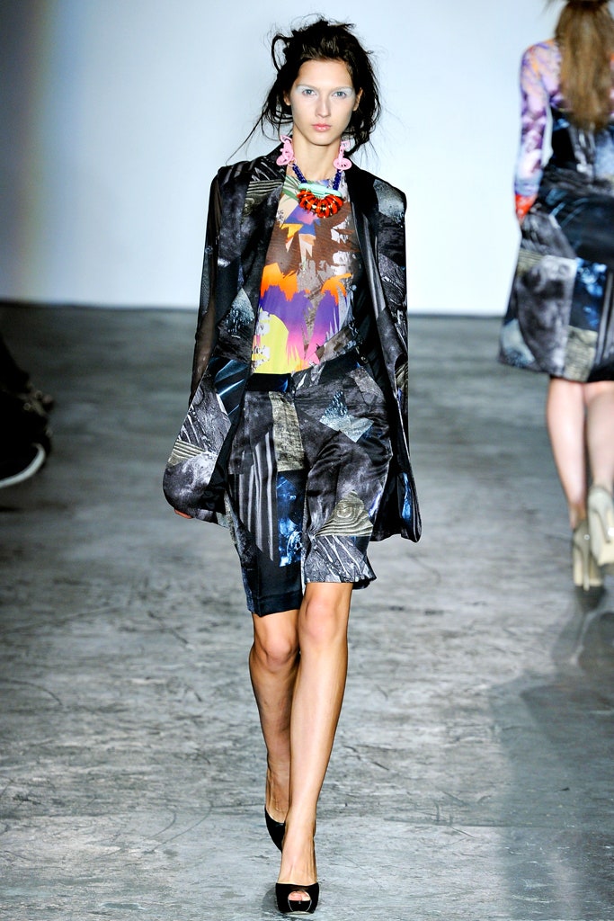 multi-colored silk blazer and top