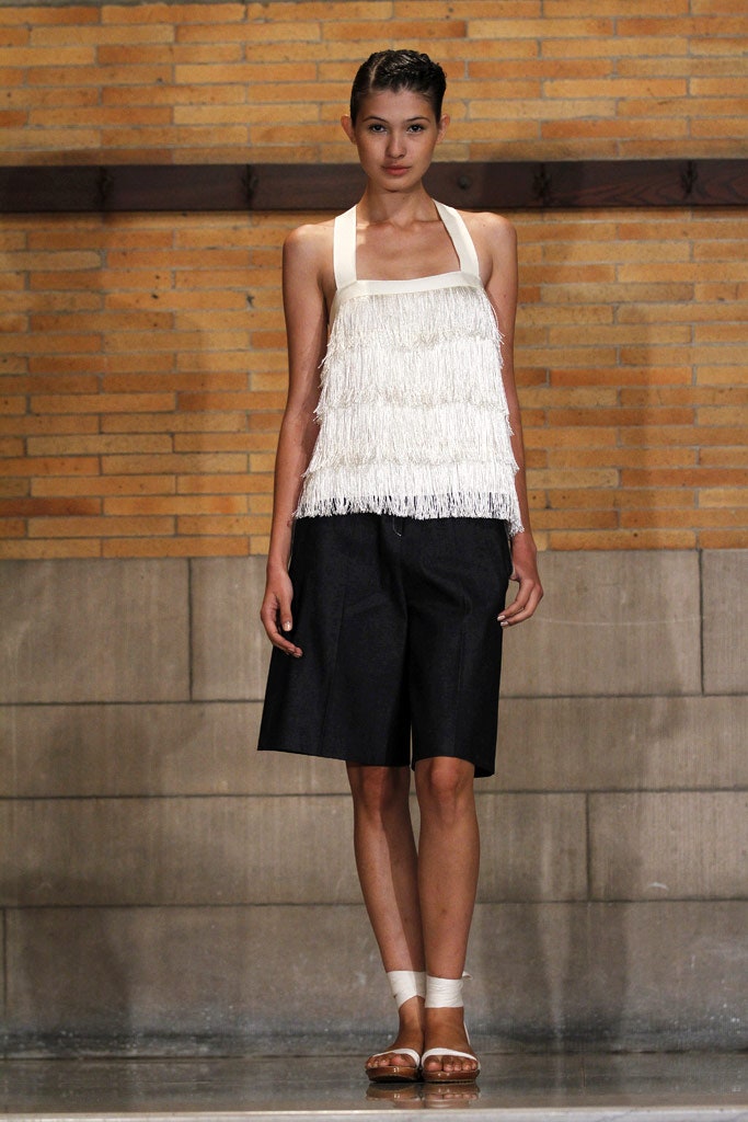 white fringed halter top