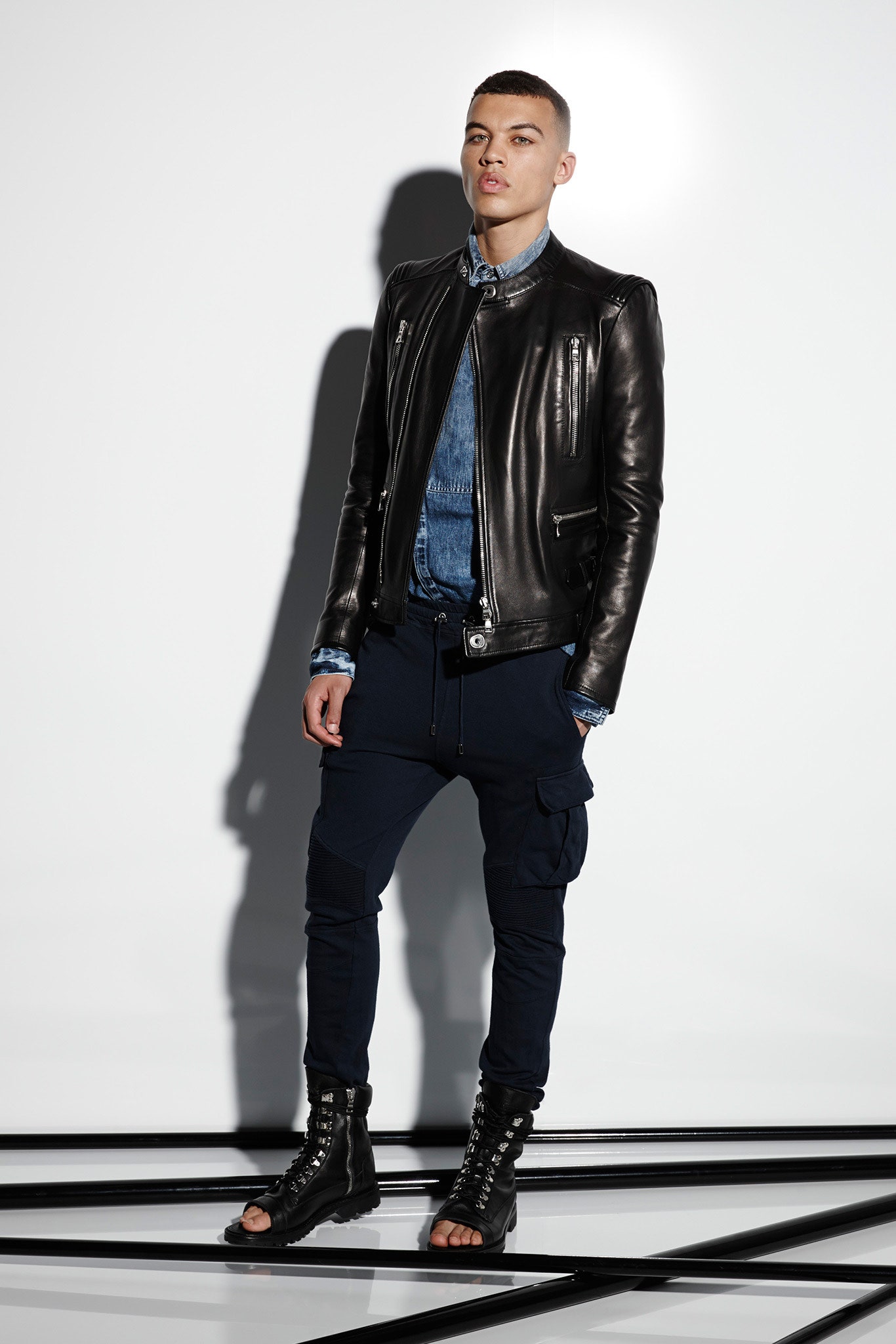 black leather fitted jacket