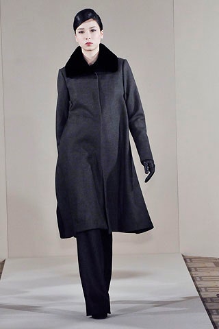gray wool coat with black pants