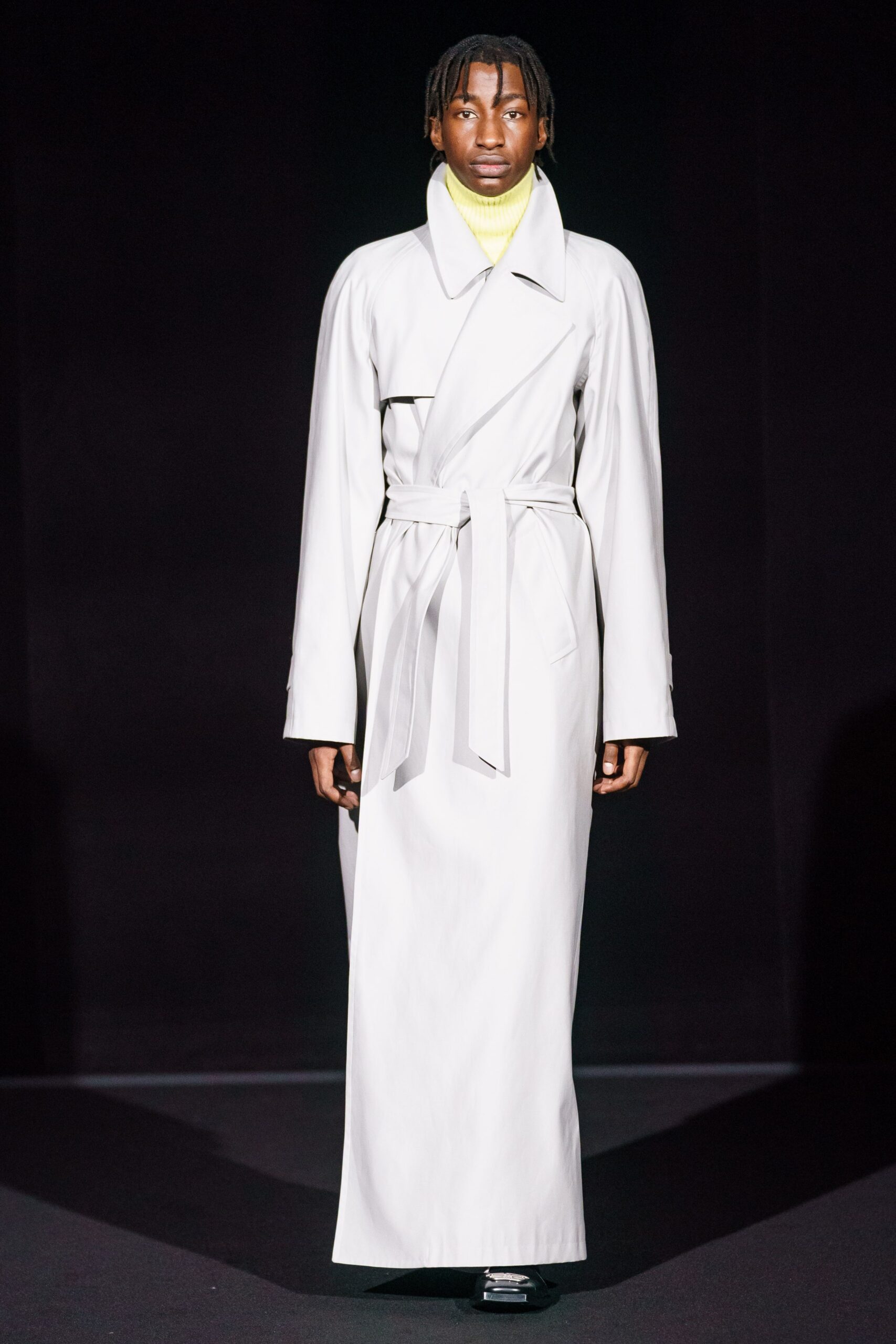 white leather fitted trench coat