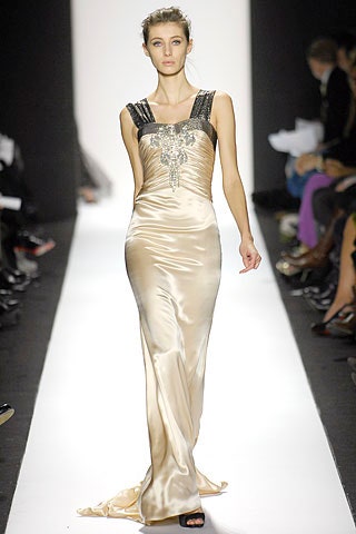 beige silk sleeveless gown