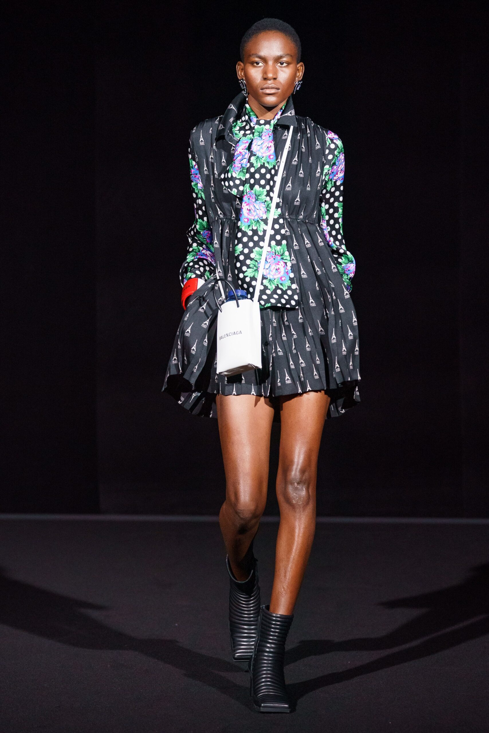 black printed mini dress