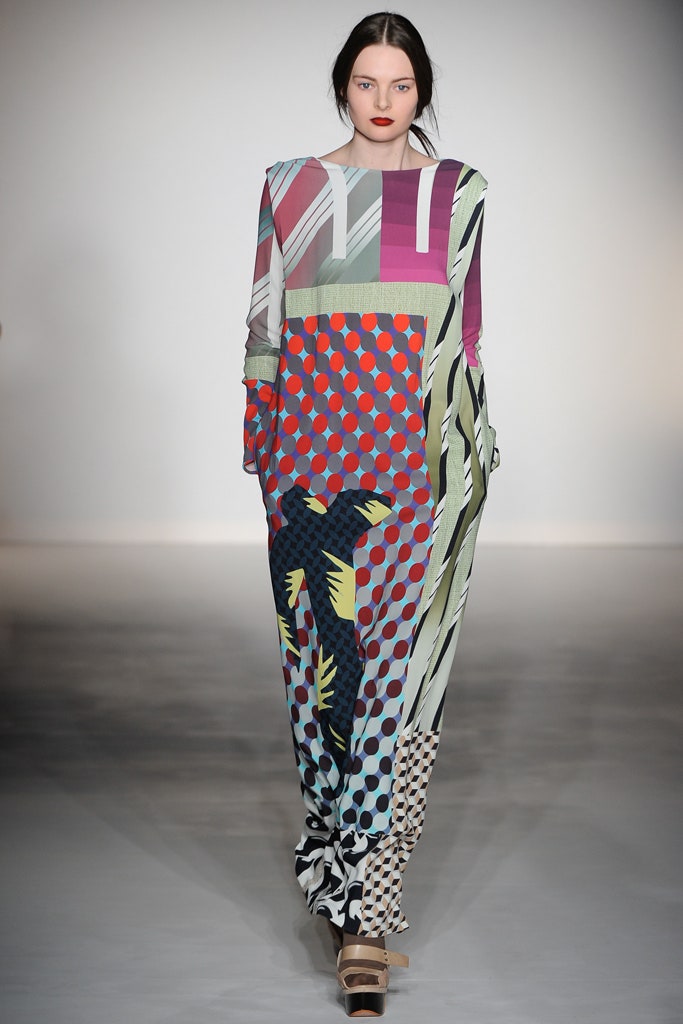 multi-colored relaxed long-sleeve dress