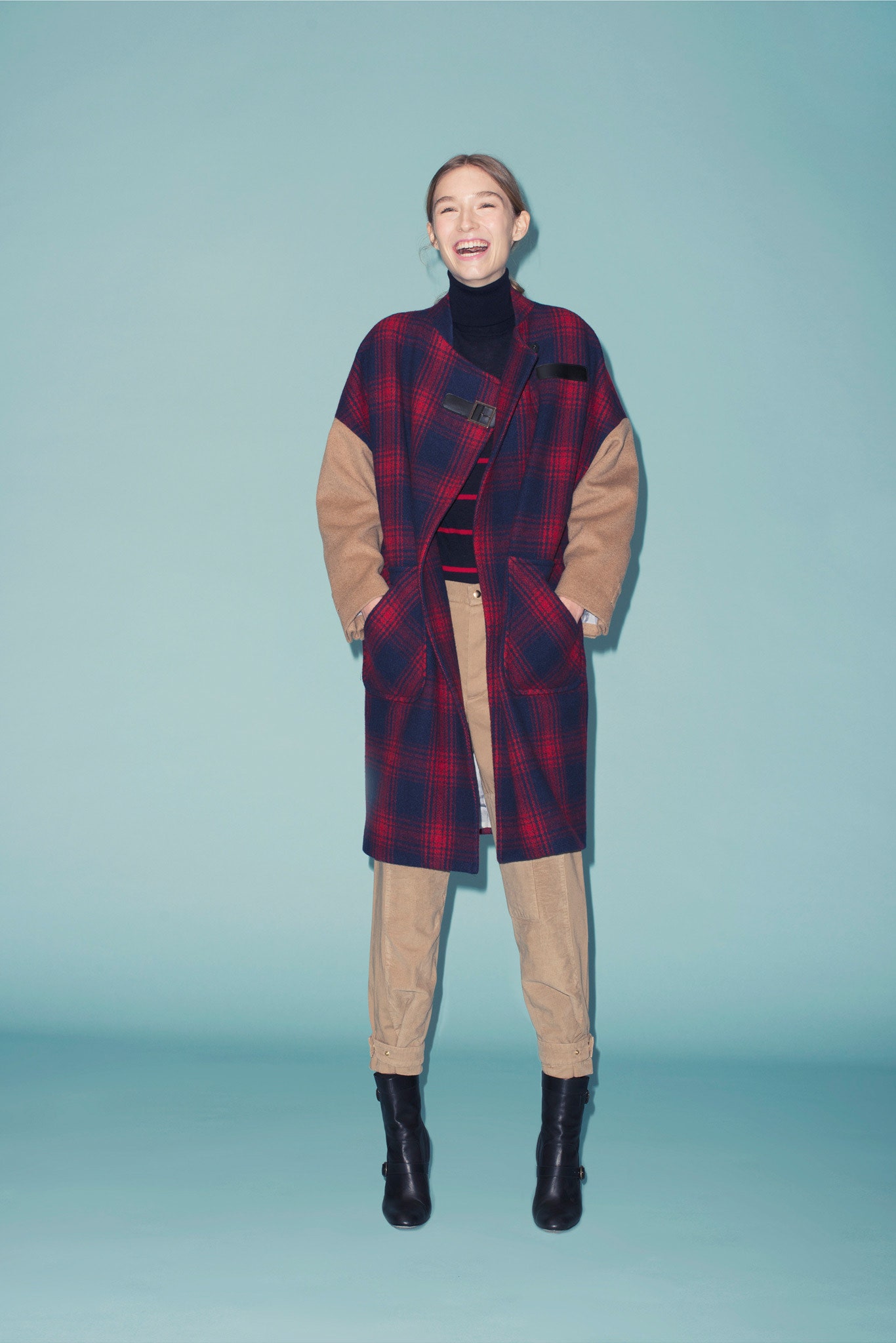 plaid coat with fitted top