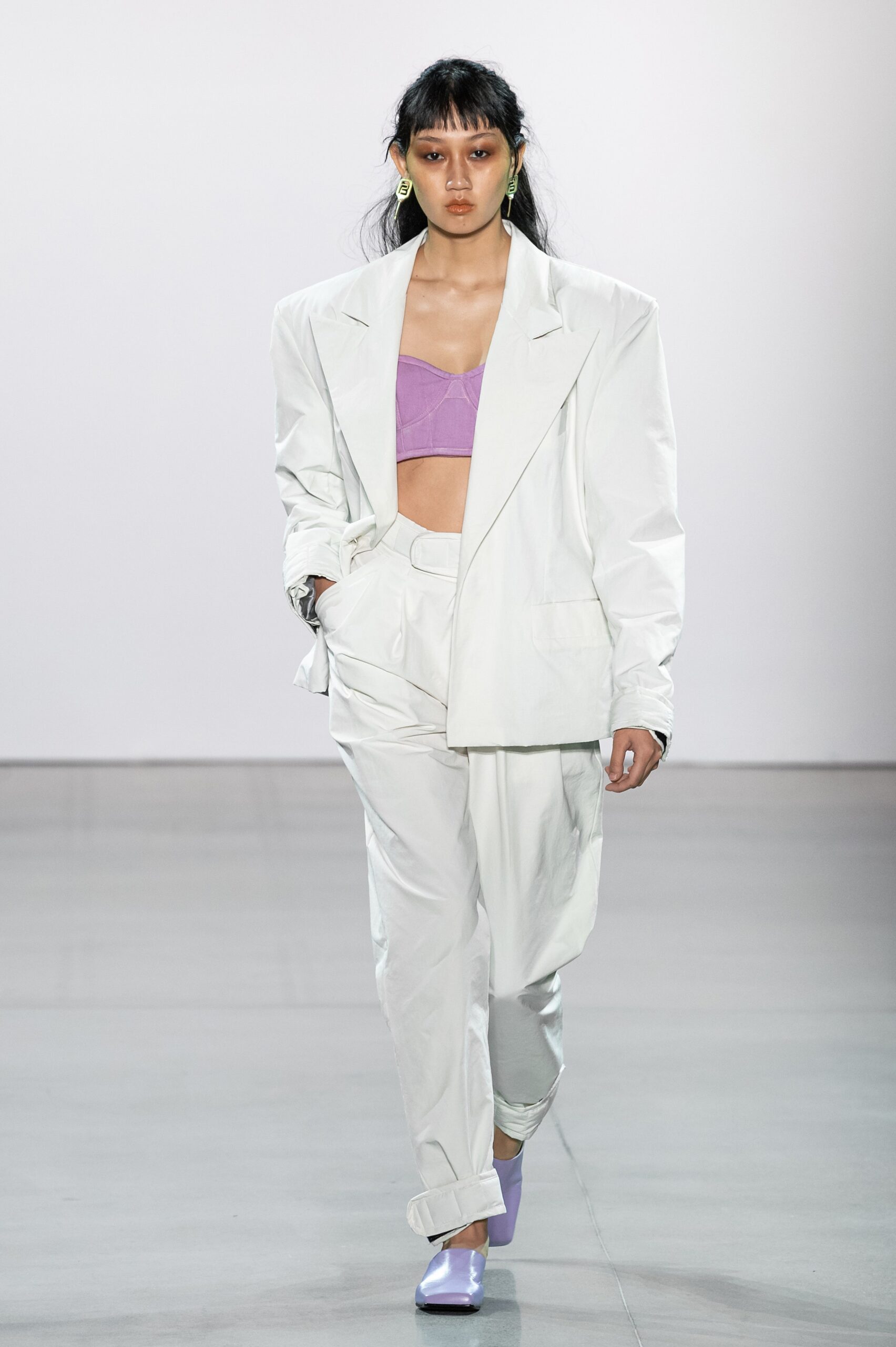 oversized white blazer with crop-top