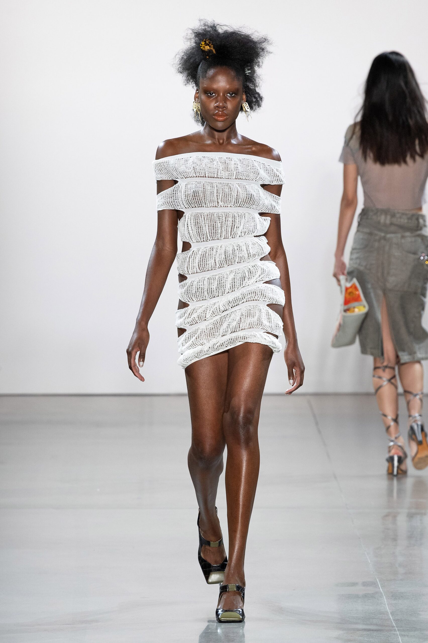 white off-shoulder ruched mini dress