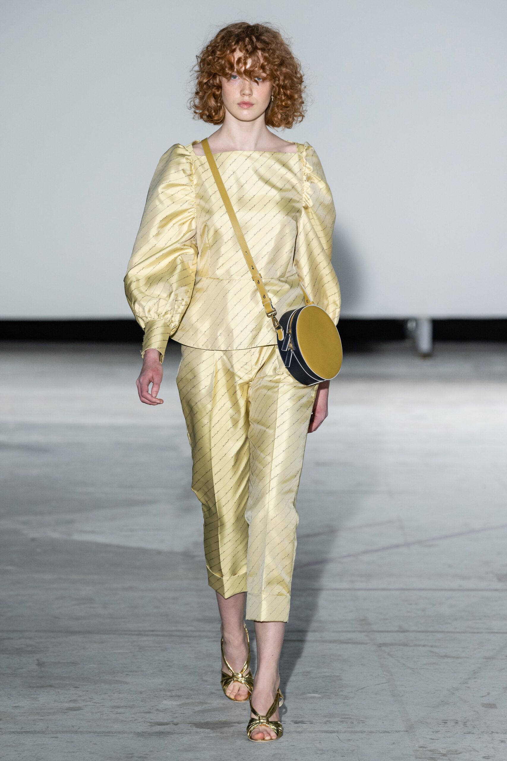 yellow silk top and pants