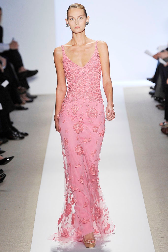 fitted pink embroidered gown