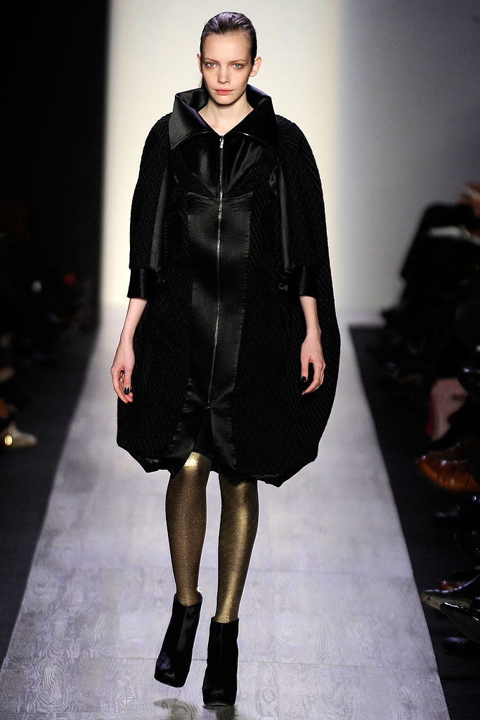 black coat gold leggings