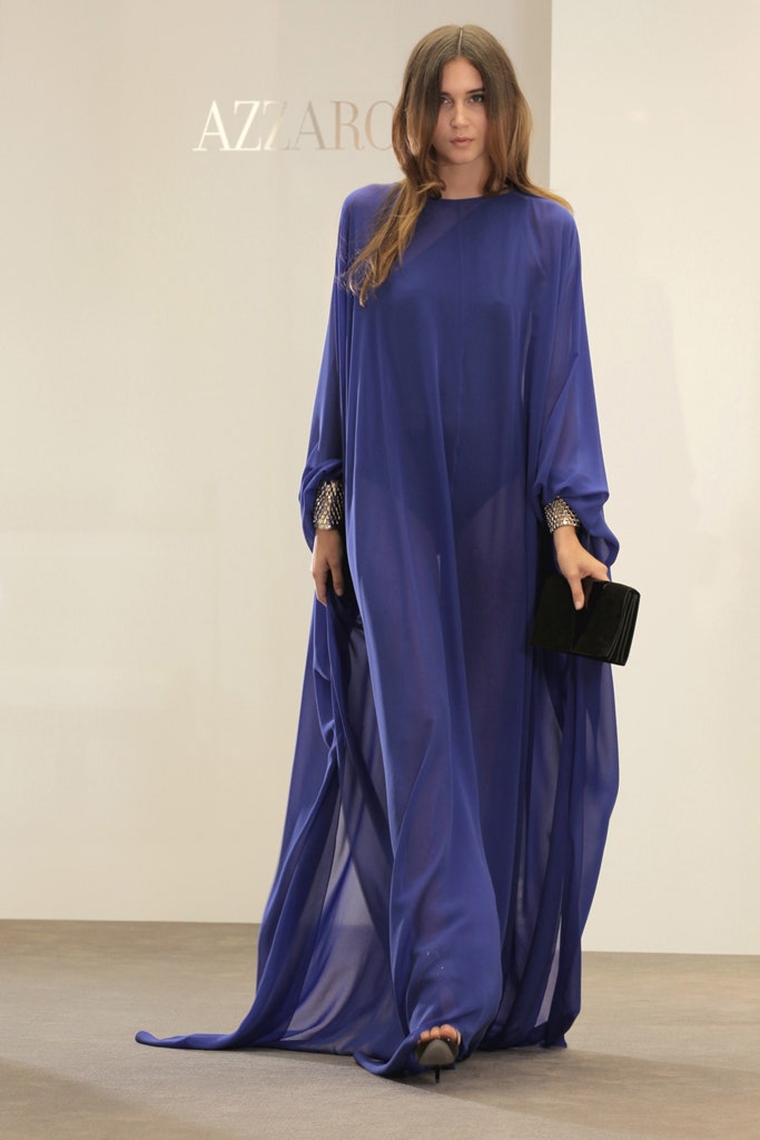 blue chiffon relaxed gown