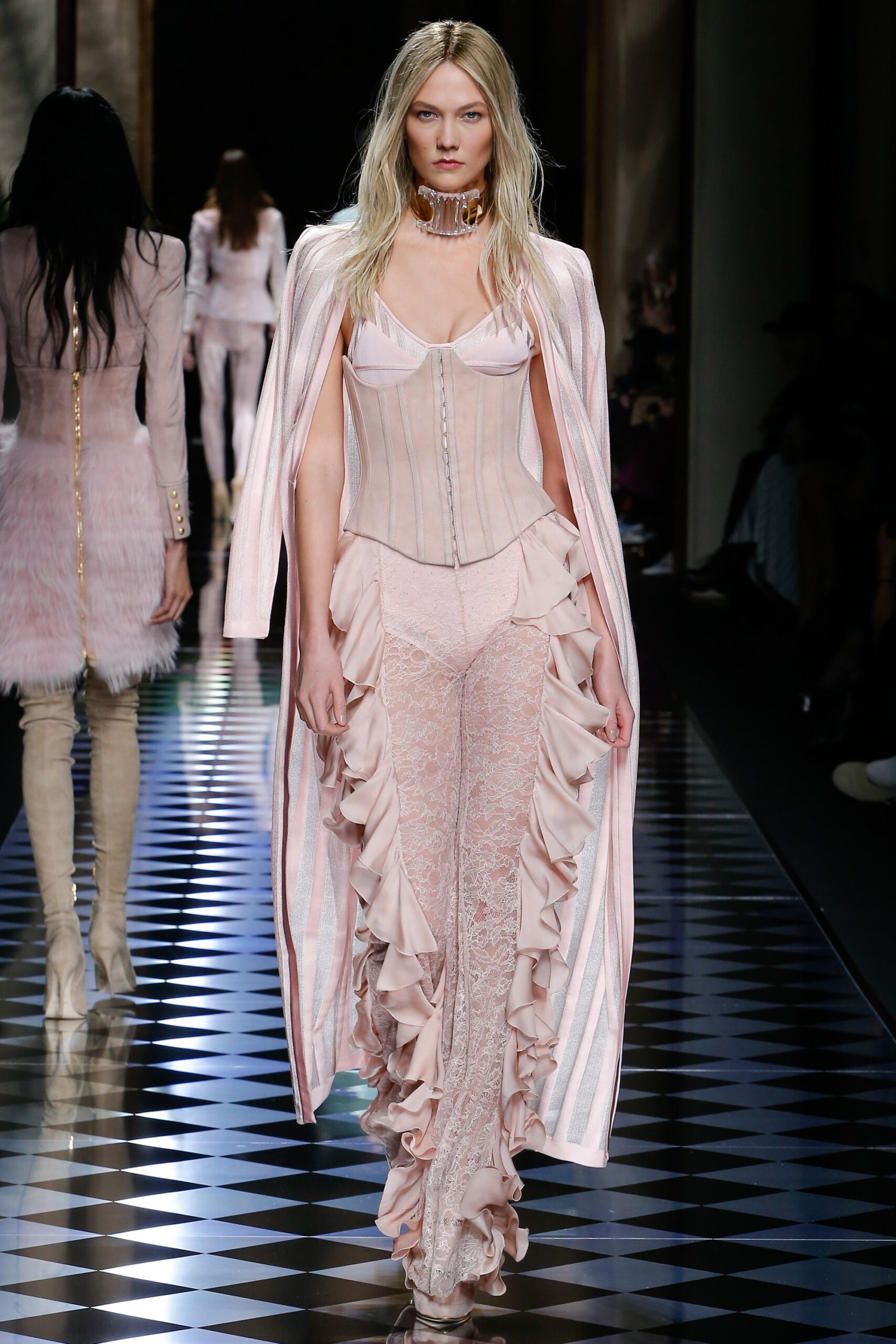 pink corset with lace pants