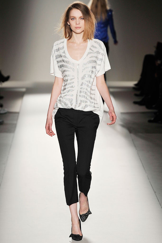 white sequined top with black pants