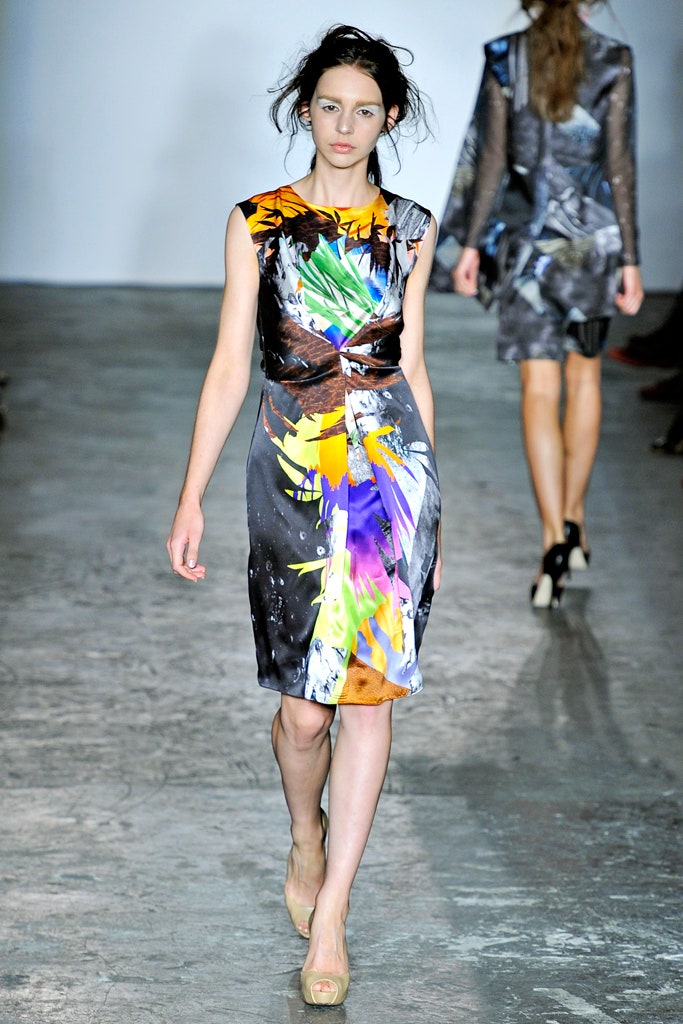 multi-colored silk sleeveless dress