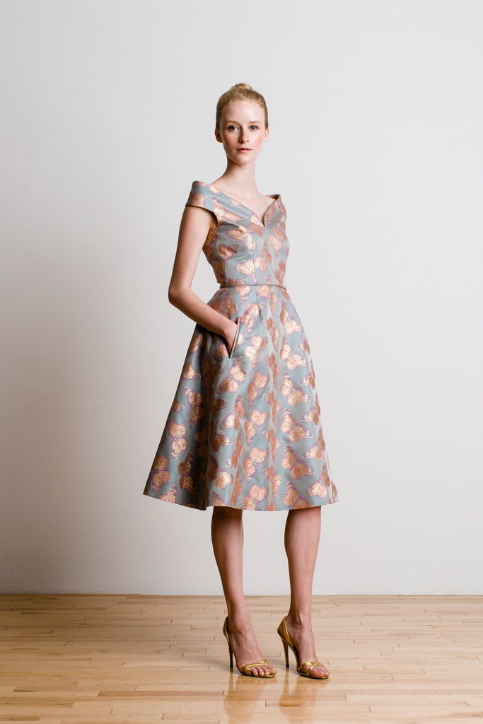 gray silk sleeveless dress