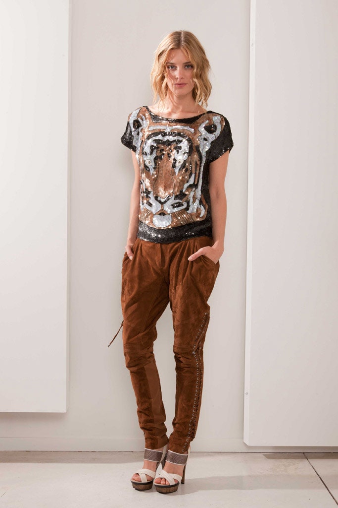 brown suede relaxed zippered pockets pants