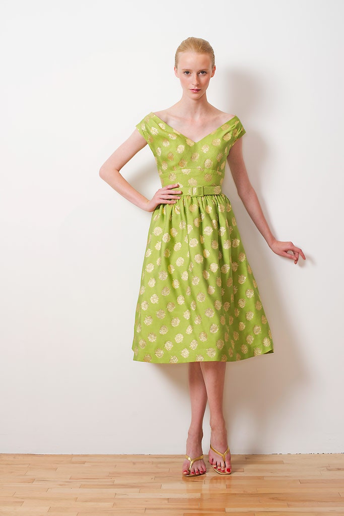 green cotton sleeveless dress