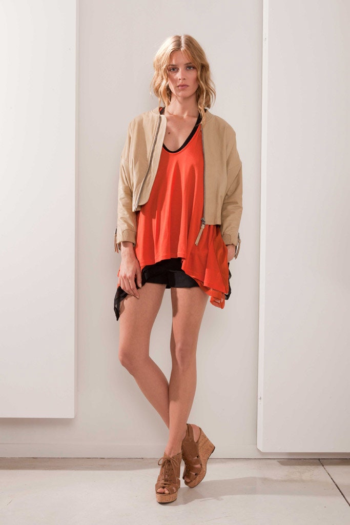 orange cotton sleeveless v-neck relaxed layered top