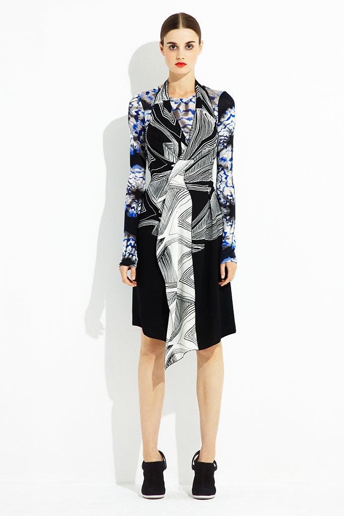 black and white printed midi dress