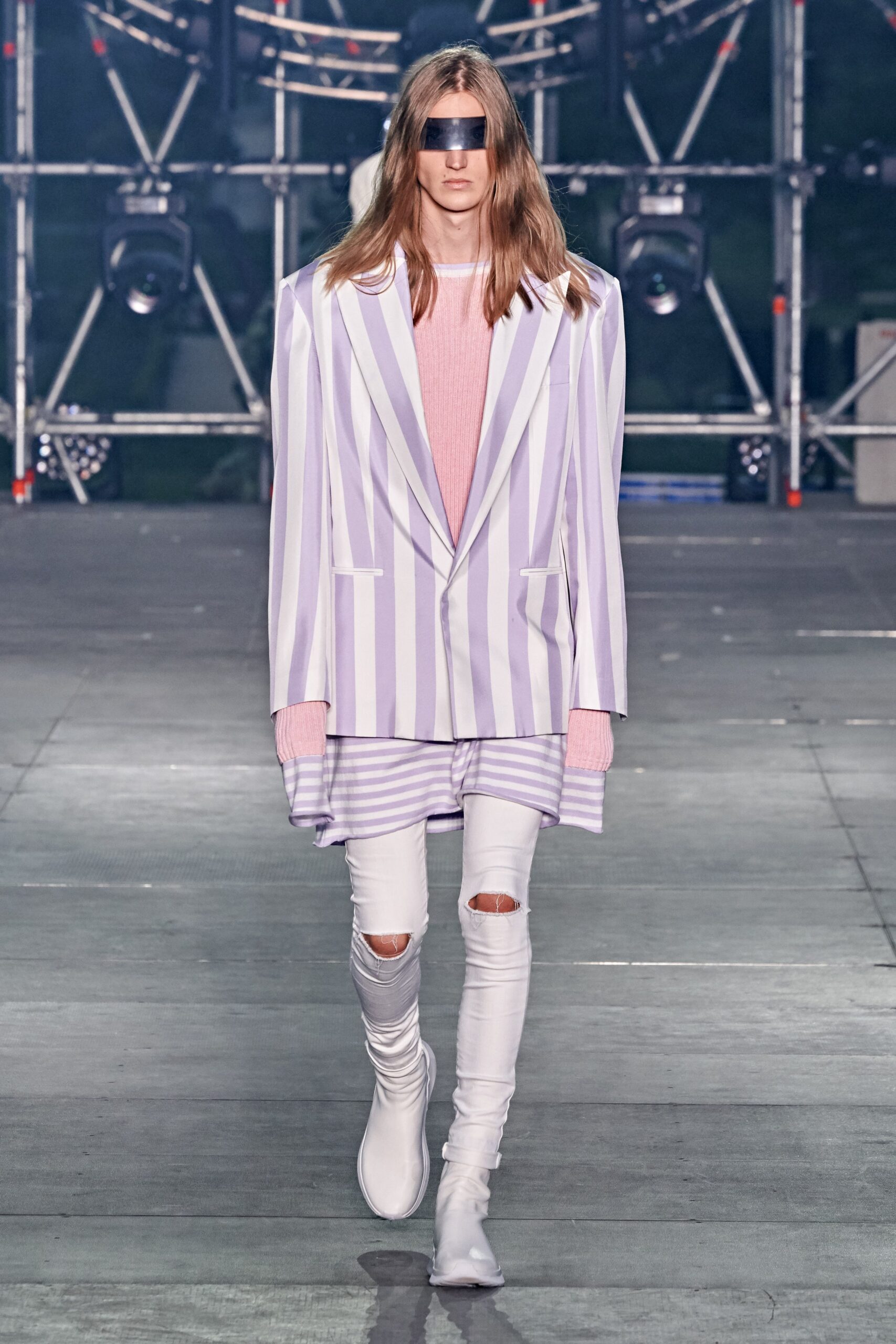 oversized striped blazer with fitted top